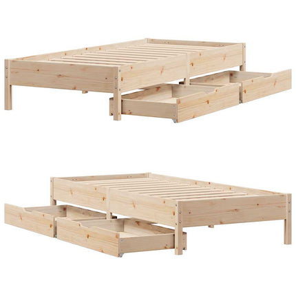 sengeramme uden madras 75x190 cm massivt fyrretræ