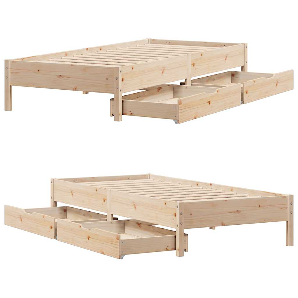 sengeramme uden madras 75x190 cm massivt fyrretræ