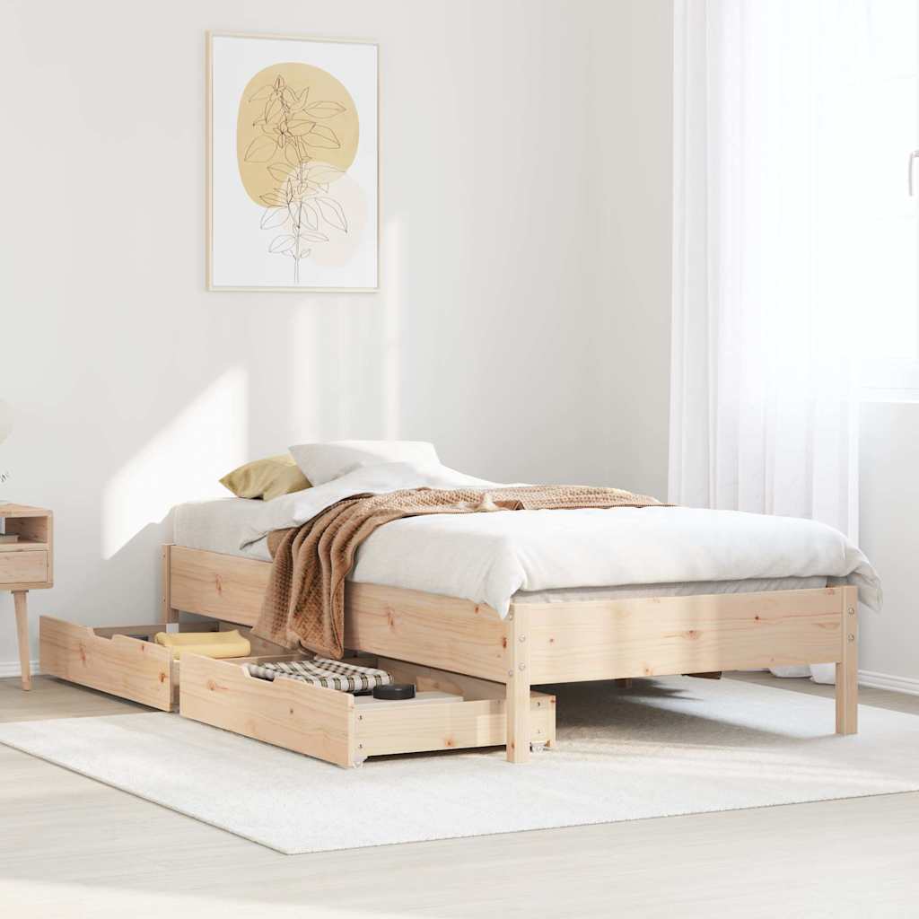 sengeramme uden madras 75x190 cm massivt fyrretræ