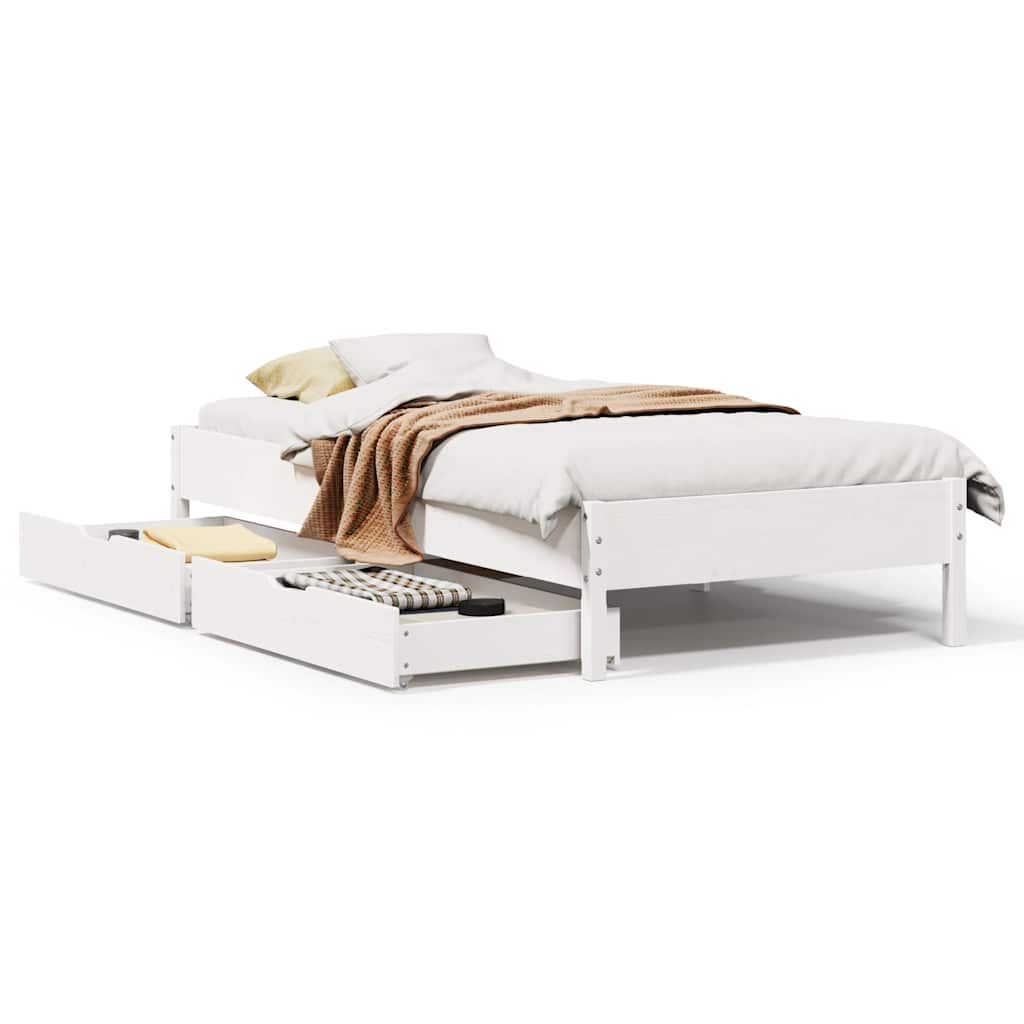 sengeramme uden madras 75x190 cm massivt fyrretræ hvid