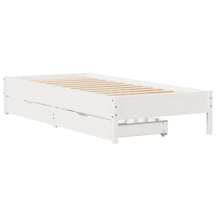 sengeramme uden madras 75x190 cm massivt fyrretræ hvid