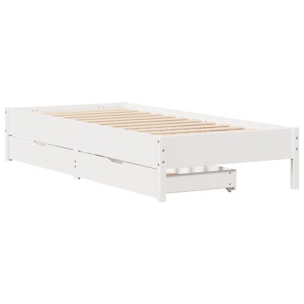 sengeramme uden madras 75x190 cm massivt fyrretræ hvid
