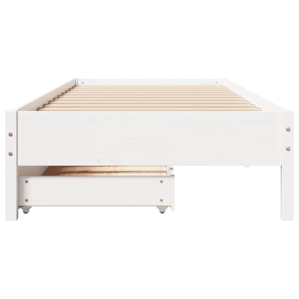 sengeramme uden madras 75x190 cm massivt fyrretræ hvid