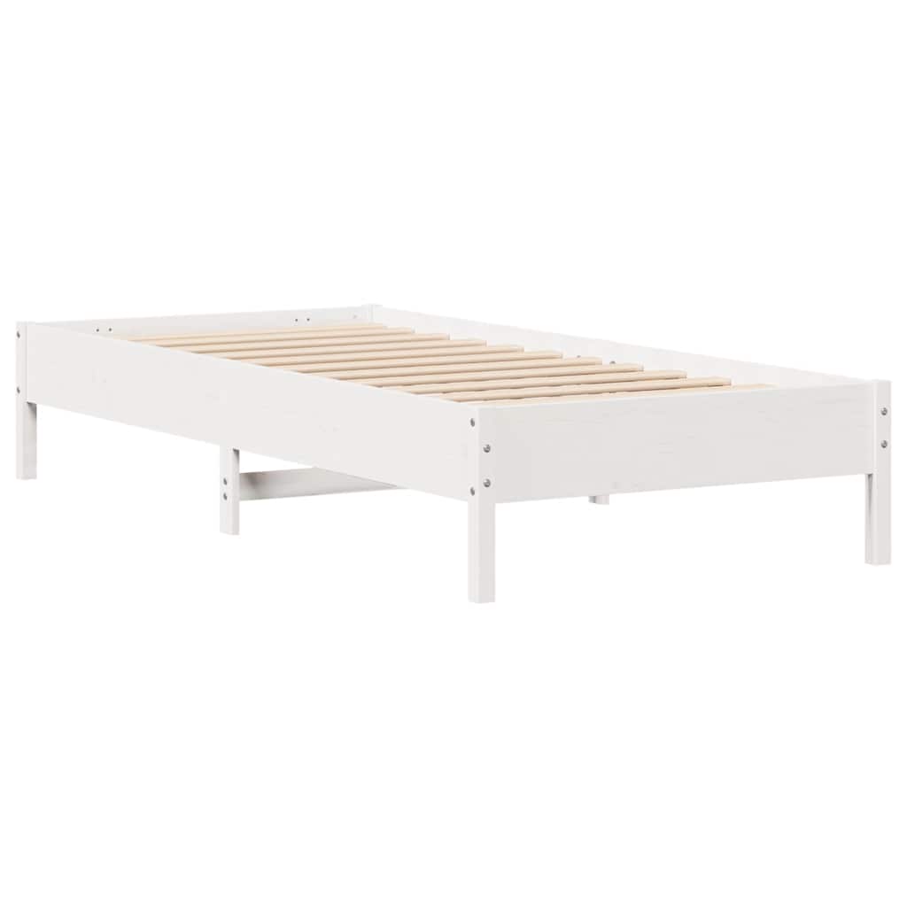 sengeramme uden madras 75x190 cm massivt fyrretræ hvid