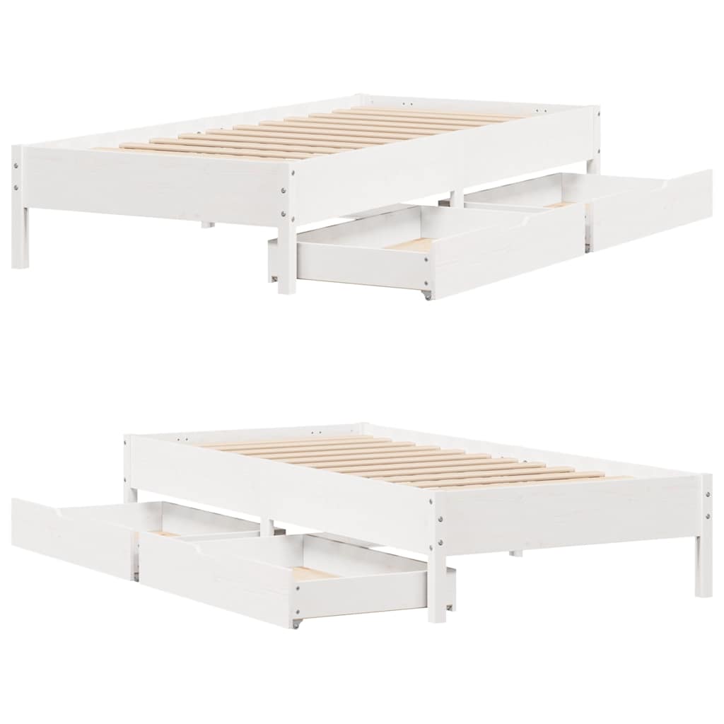 sengeramme uden madras 75x190 cm massivt fyrretræ hvid