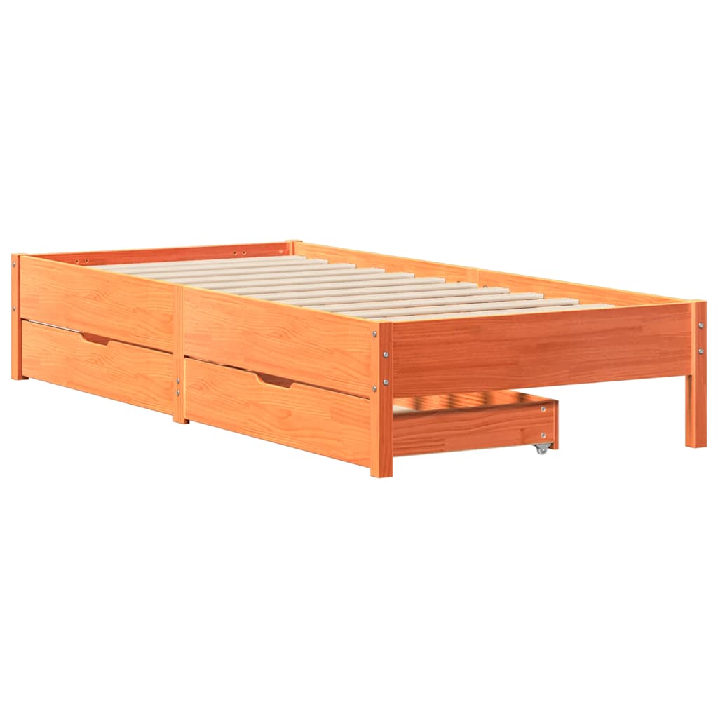 sengeramme uden madras 75x190 cm massivt fyrretræ gyldenbrun