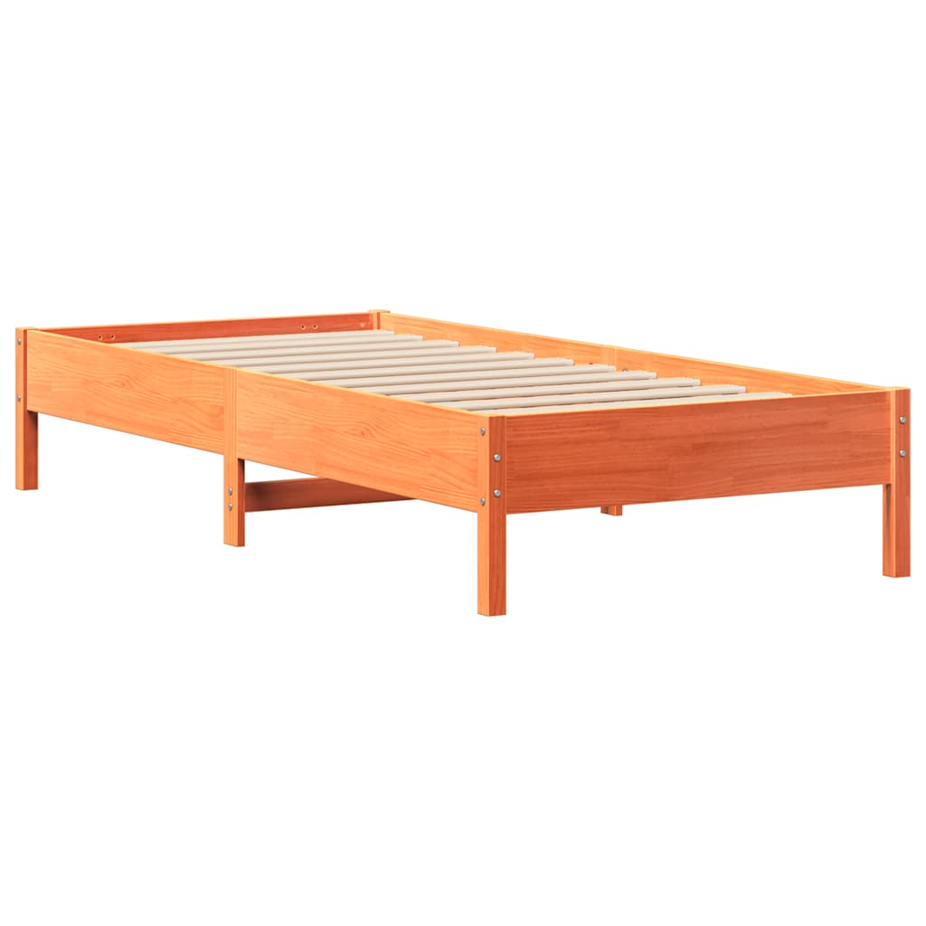 sengeramme uden madras 75x190 cm massivt fyrretræ gyldenbrun