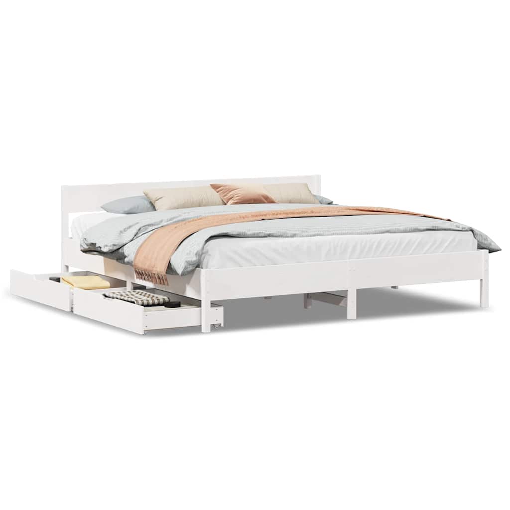 sengeramme uden madras 200x200 cm massivt fyrretræ hvid