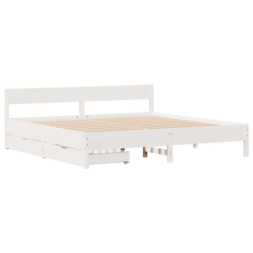 sengeramme uden madras 200x200 cm massivt fyrretræ hvid