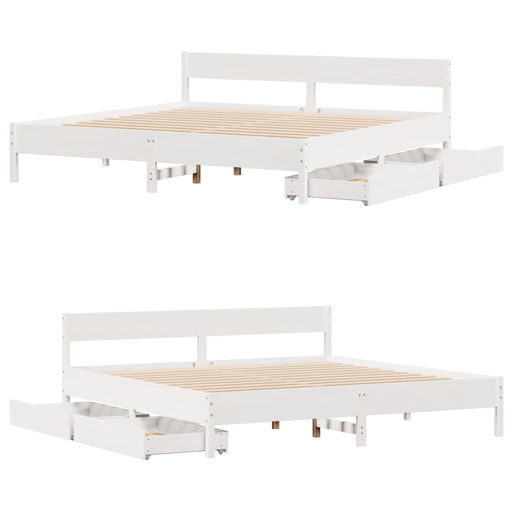 sengeramme uden madras 200x200 cm massivt fyrretræ hvid