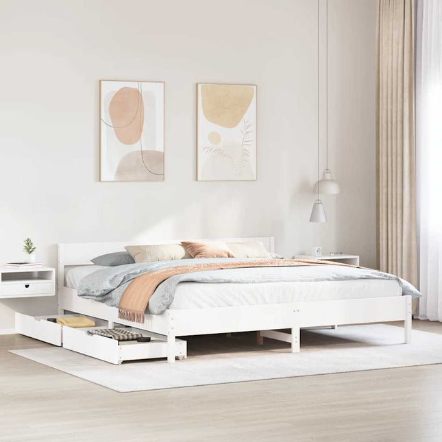 sengeramme uden madras 200x200 cm massivt fyrretræ hvid