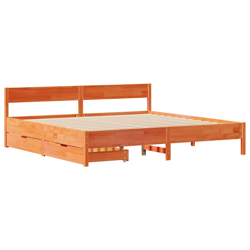 sengeramme uden madras 200x200 cm massivt fyrretræ gyldenbrun