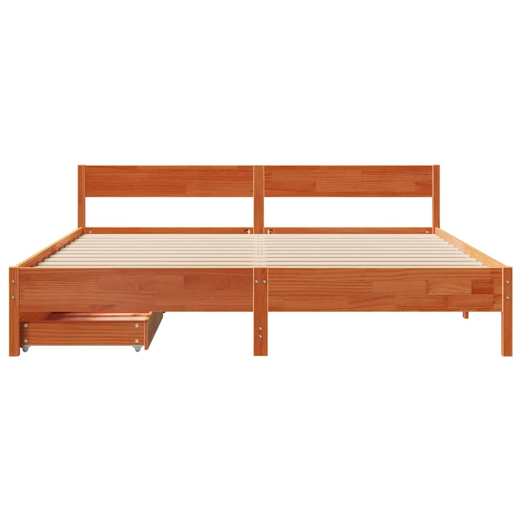 sengeramme uden madras 200x200 cm massivt fyrretræ gyldenbrun