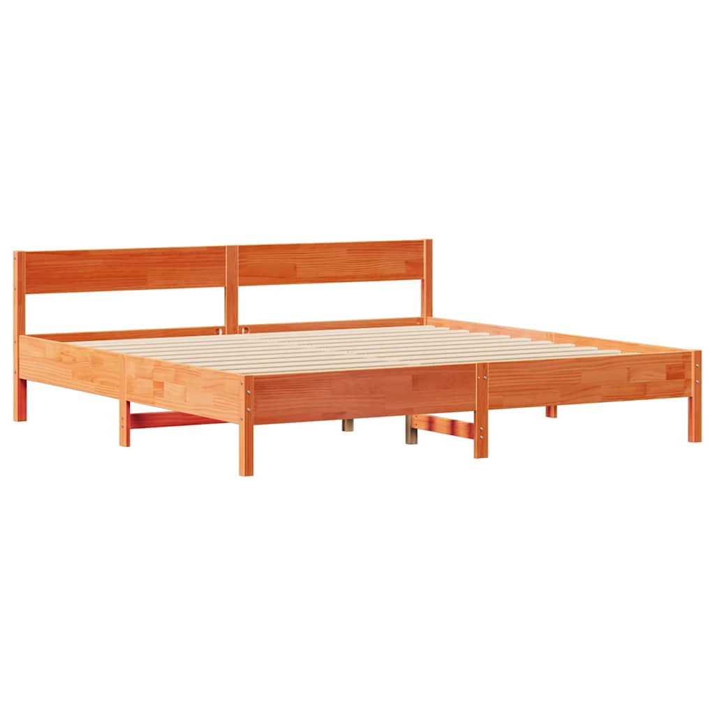 sengeramme uden madras 200x200 cm massivt fyrretræ gyldenbrun