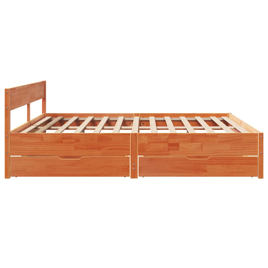 sengeramme uden madras 200x200 cm massivt fyrretræ gyldenbrun