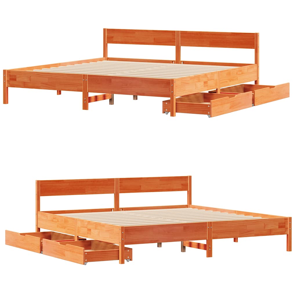 sengeramme uden madras 200x200 cm massivt fyrretræ gyldenbrun