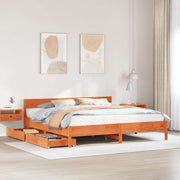 sengeramme uden madras 200x200 cm massivt fyrretræ gyldenbrun