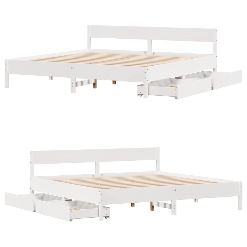 sengeramme uden madras 180x200 cm massivt fyrretræ hvid