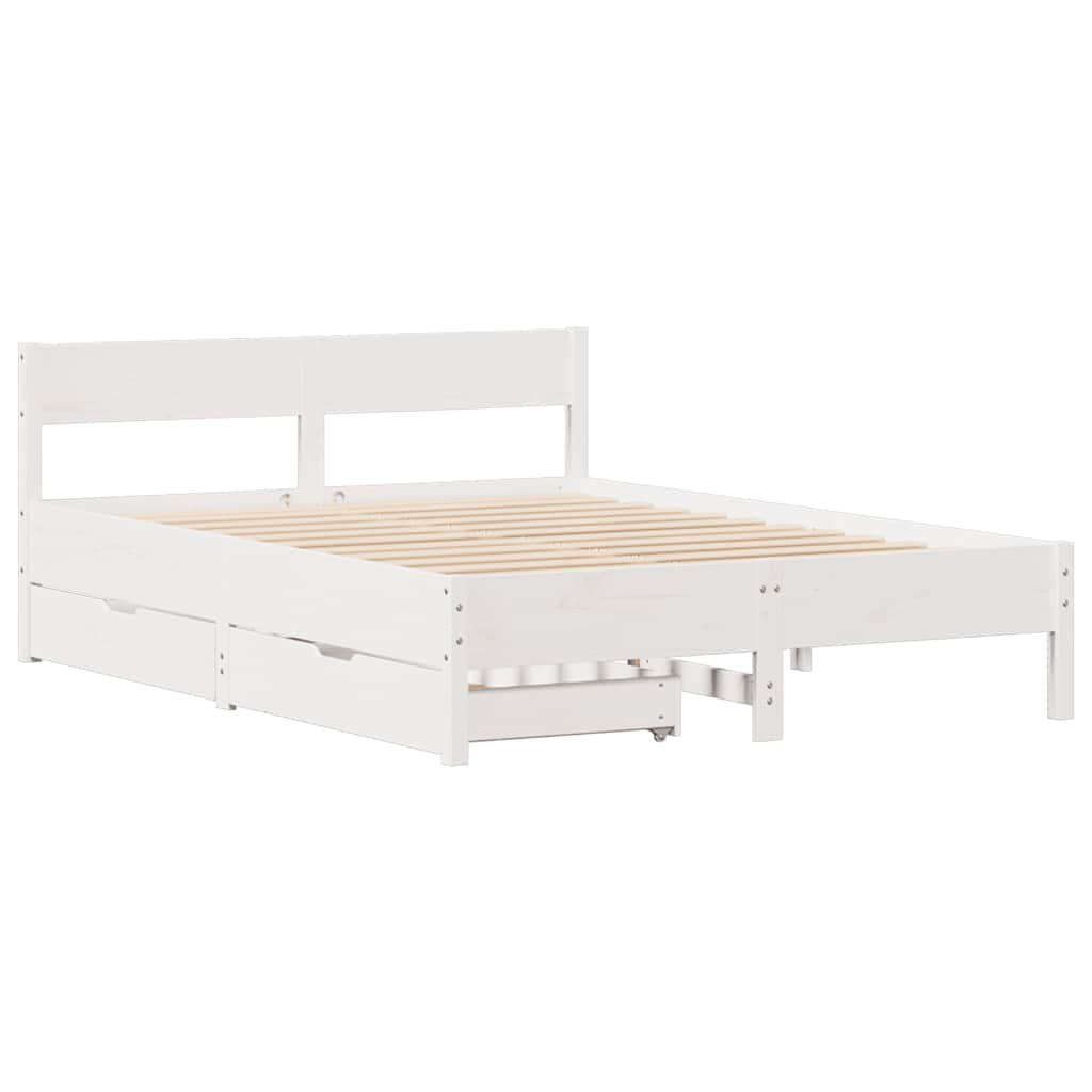 sengeramme uden madras 150x200 cm massivt fyrretræ hvid
