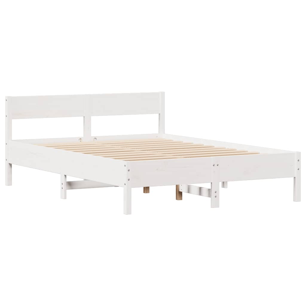 sengeramme uden madras 150x200 cm massivt fyrretræ hvid