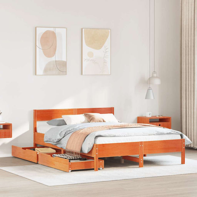 sengeramme uden madras 150x200 cm massivt fyrretræ gyldenbrun
