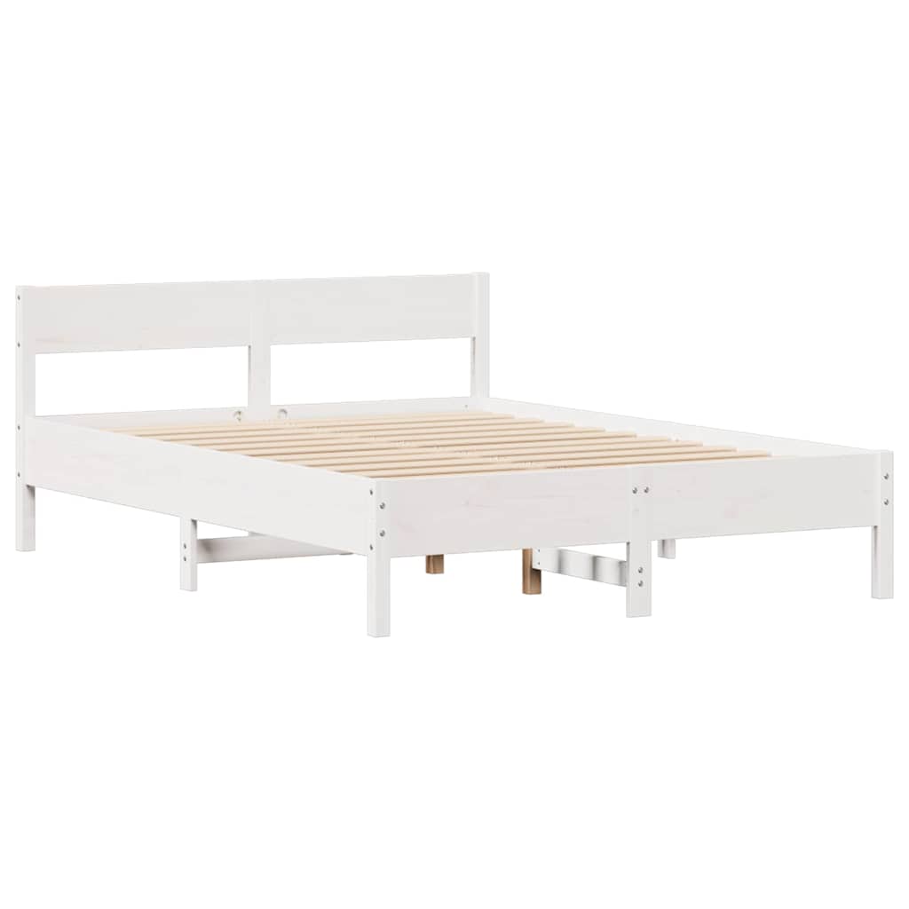 sengeramme uden madras 140x200 cm massivt fyrretræ hvid