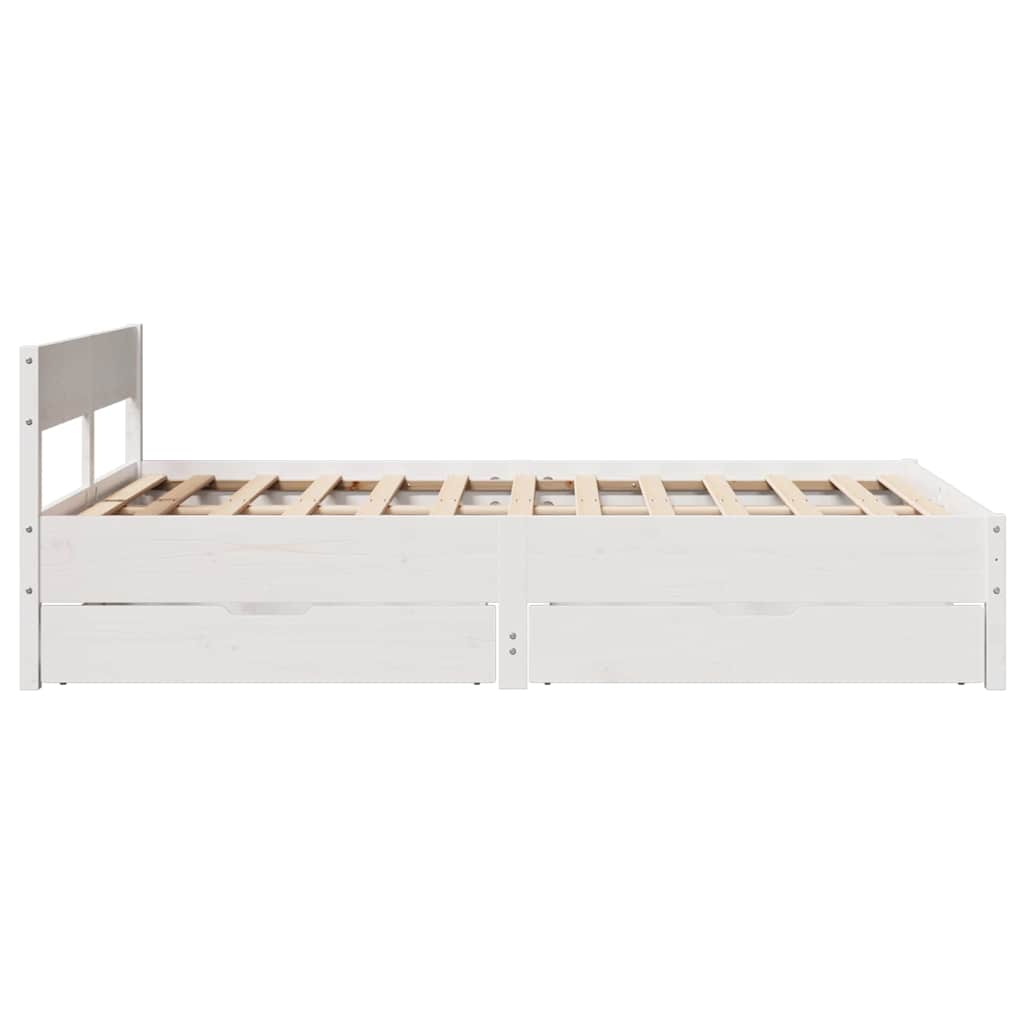 sengeramme uden madras 140x200 cm massivt fyrretræ hvid