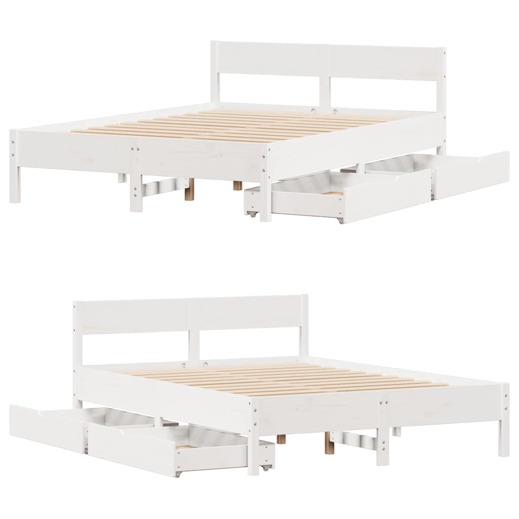 sengeramme uden madras 140x200 cm massivt fyrretræ hvid