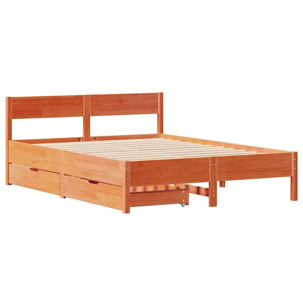 sengeramme uden madras 140x200 cm massivt fyr gyldenbrun