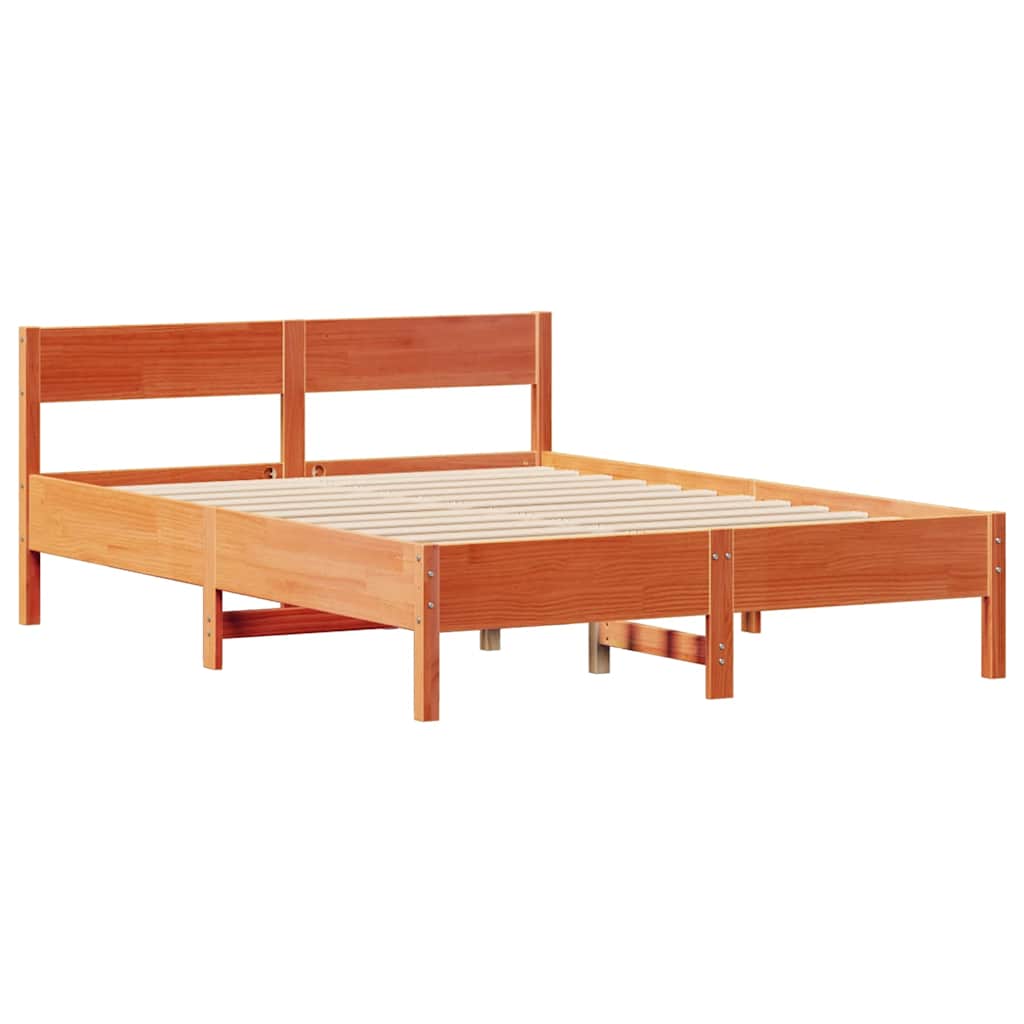 sengeramme uden madras 140x200 cm massivt fyr gyldenbrun