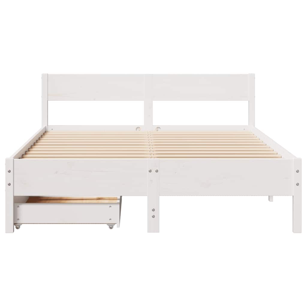sengeramme uden madras 120x200 cm massivt fyrretræ hvid