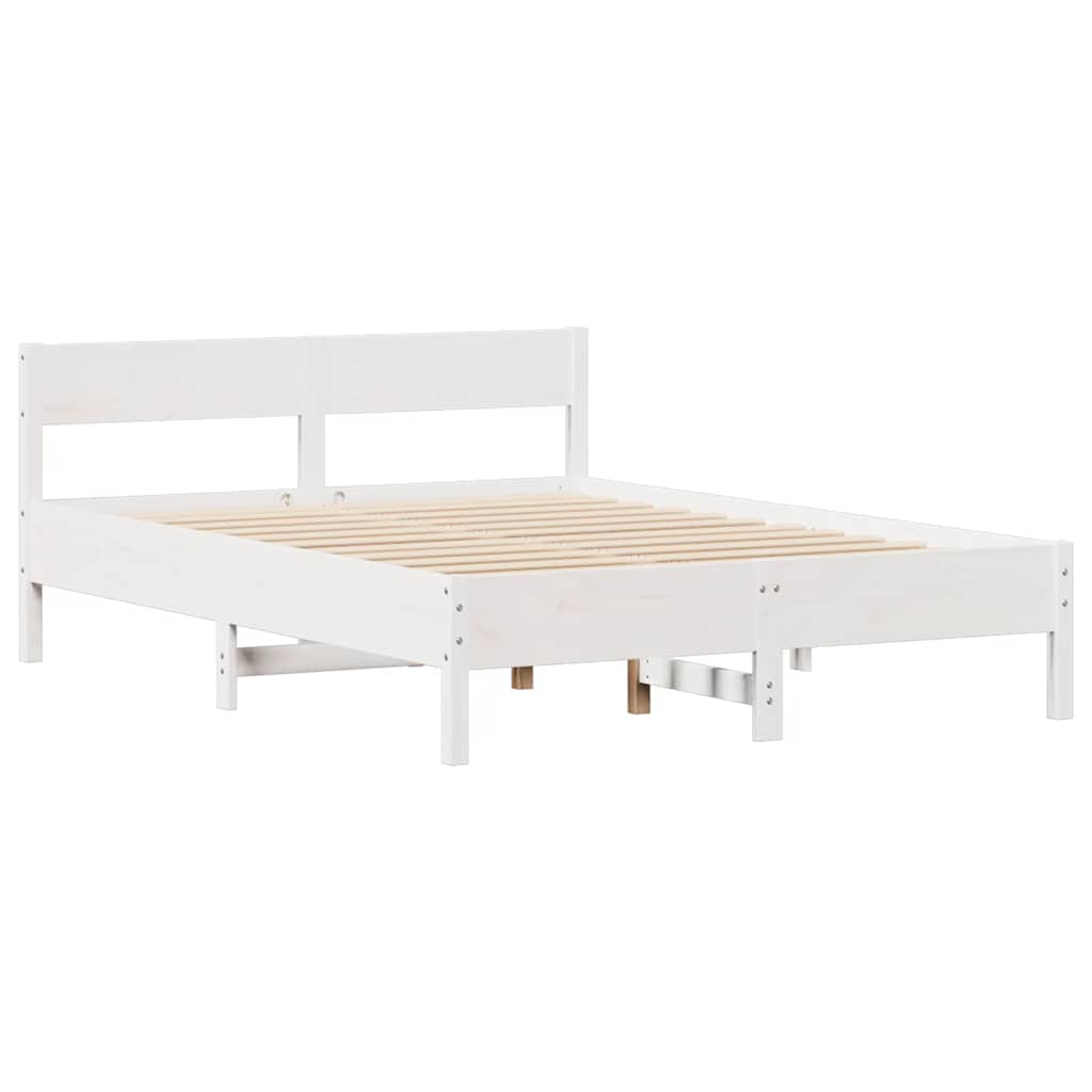 sengeramme uden madras 120x200 cm massivt fyrretræ hvid