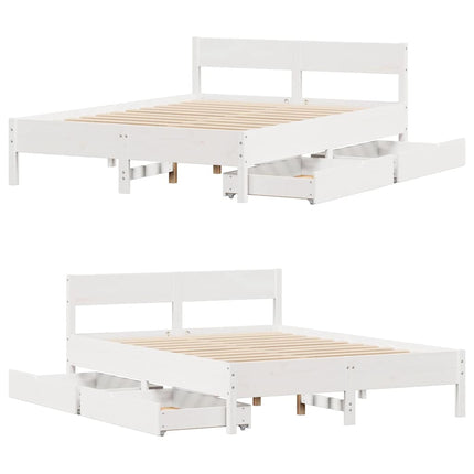 sengeramme uden madras 120x200 cm massivt fyrretræ hvid