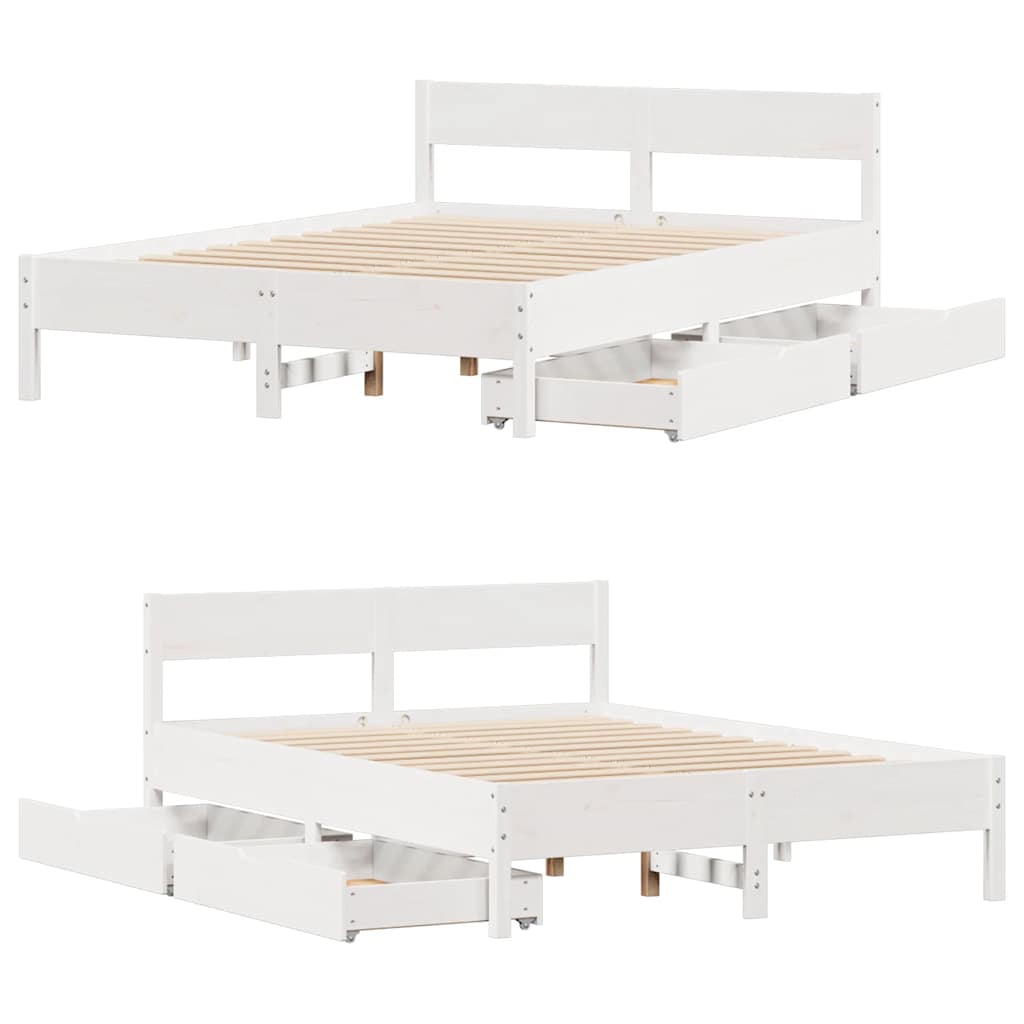 sengeramme uden madras 120x200 cm massivt fyrretræ hvid
