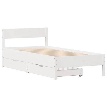 sengeramme uden madras 100x200 cm massivt fyrretræ hvid