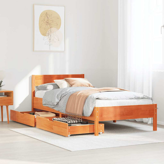 sengeramme uden madras 100x200 cm massivt fyrretræ gyldenbrun