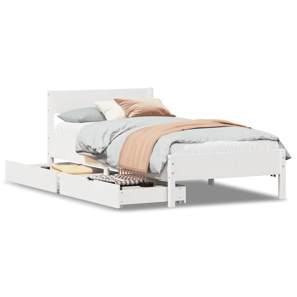 sengeramme uden madras 90x200 cm massivt fyrretræ hvid