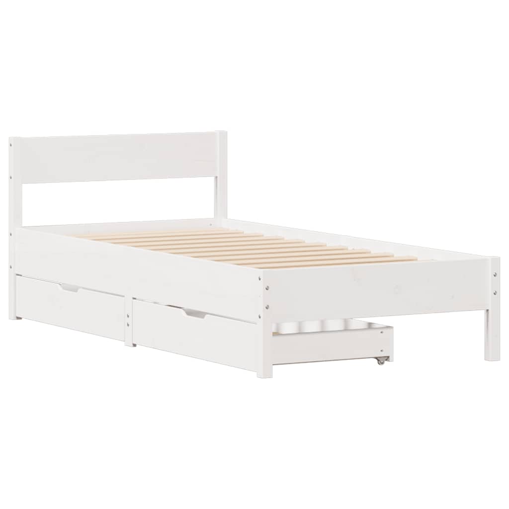 sengeramme uden madras 90x200 cm massivt fyrretræ hvid