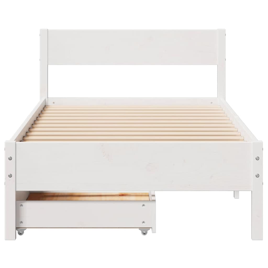 sengeramme uden madras 90x200 cm massivt fyrretræ hvid