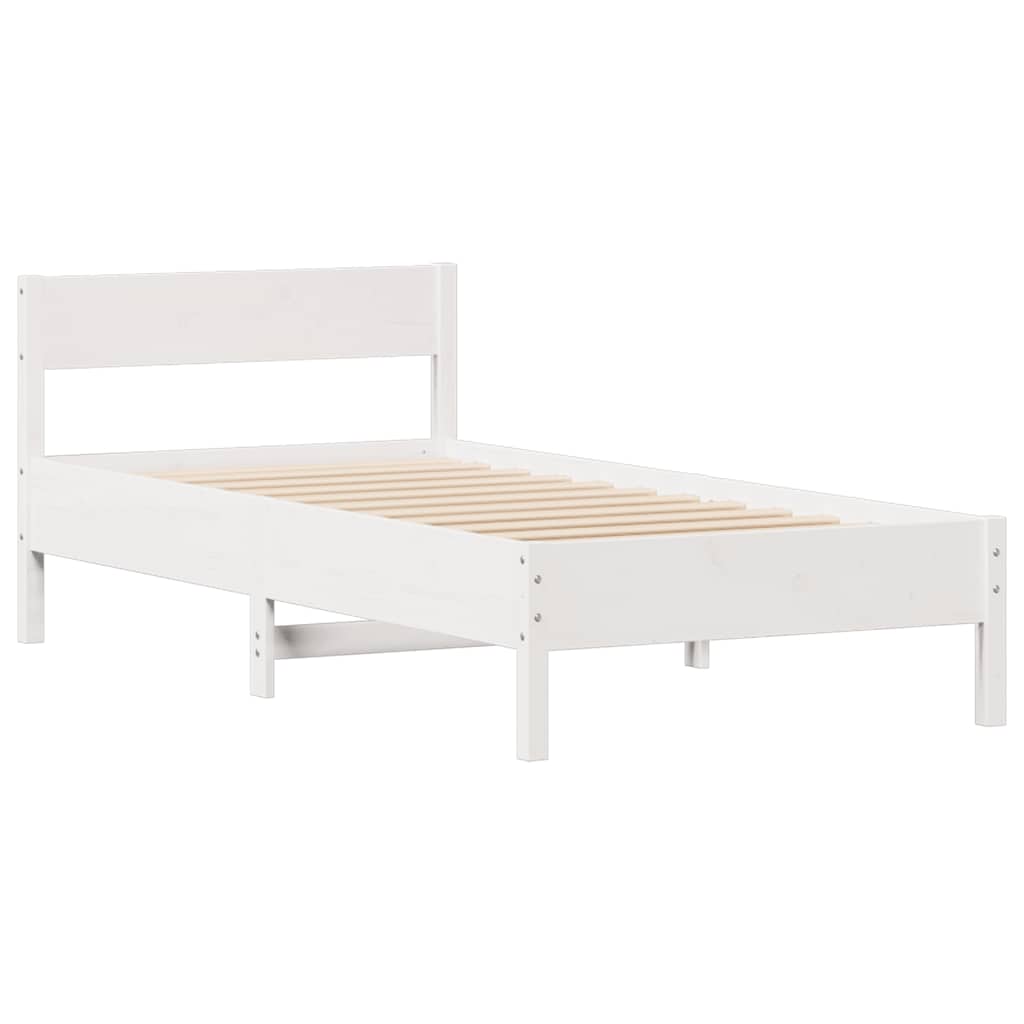 sengeramme uden madras 90x200 cm massivt fyrretræ hvid