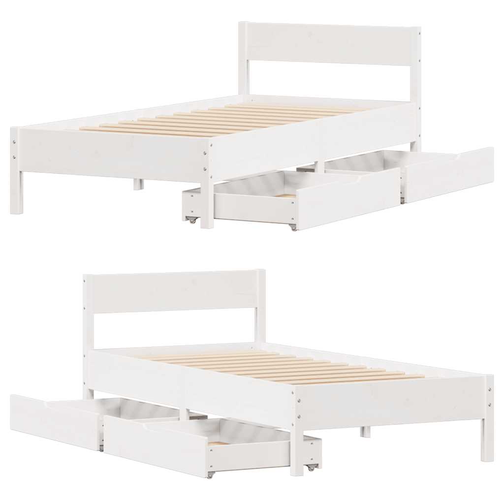sengeramme uden madras 90x200 cm massivt fyrretræ hvid
