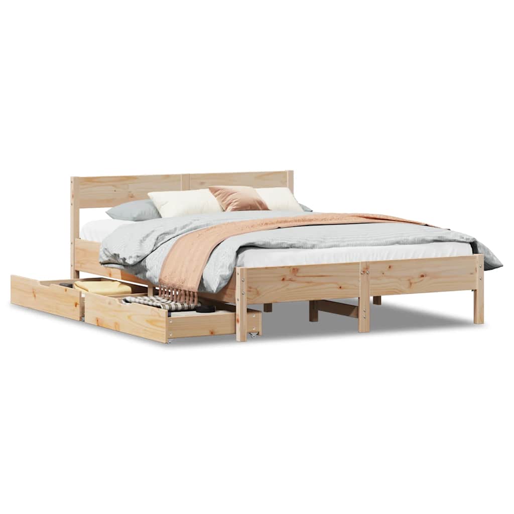 sengeramme uden madras 140x190 cm massivt fyrretræ