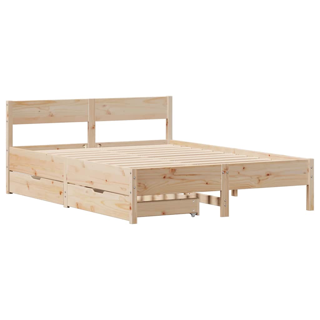 sengeramme uden madras 140x190 cm massivt fyrretræ