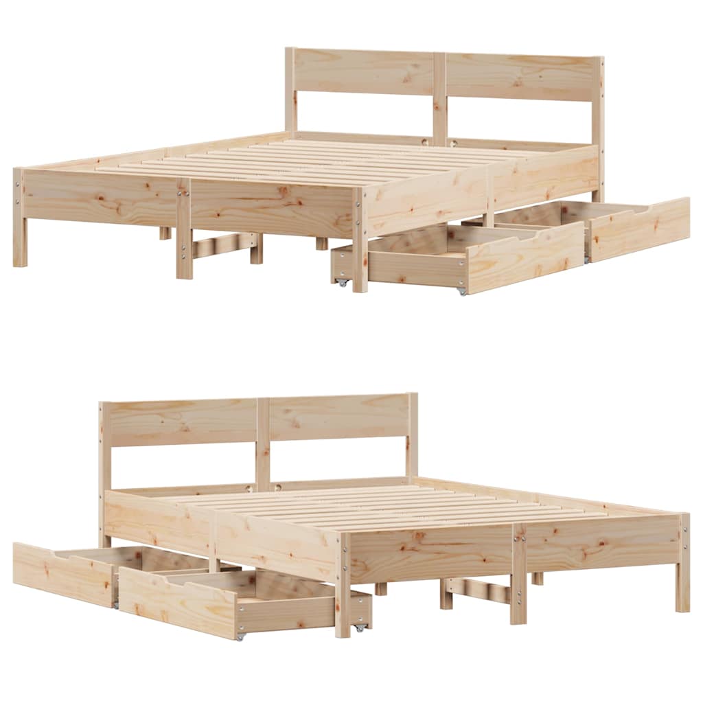 sengeramme uden madras 140x190 cm massivt fyrretræ