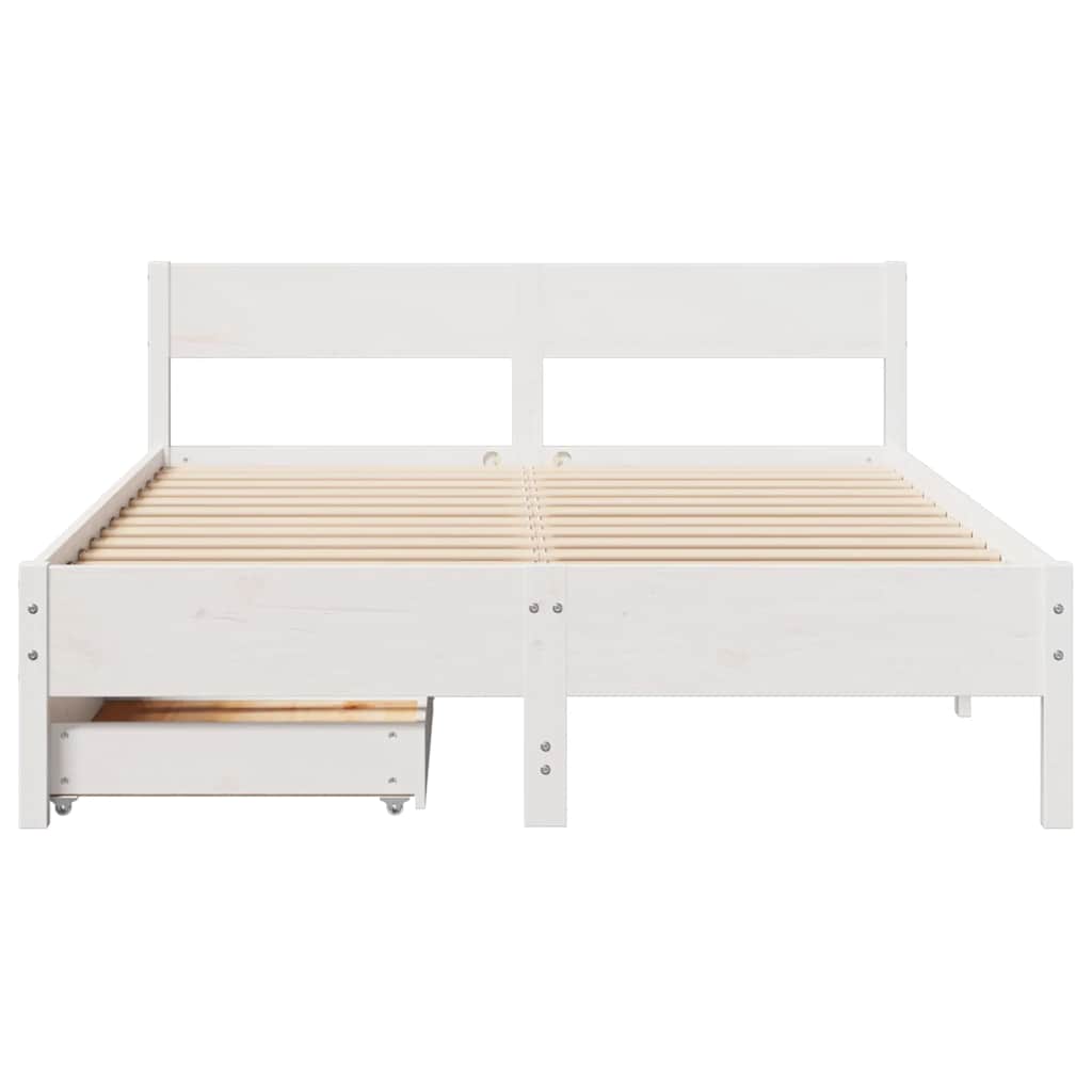 sengeramme uden madras 140x190 cm massivt fyrretræ hvid