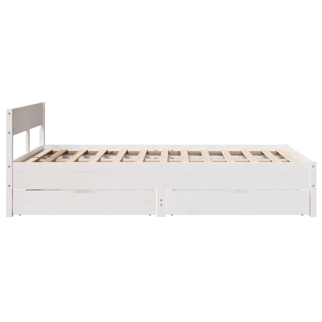 sengeramme uden madras 140x190 cm massivt fyrretræ hvid