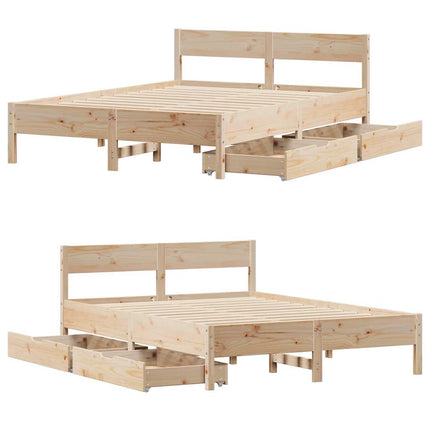 sengeramme uden madras 135x190 cm massivt fyrretræ hvid