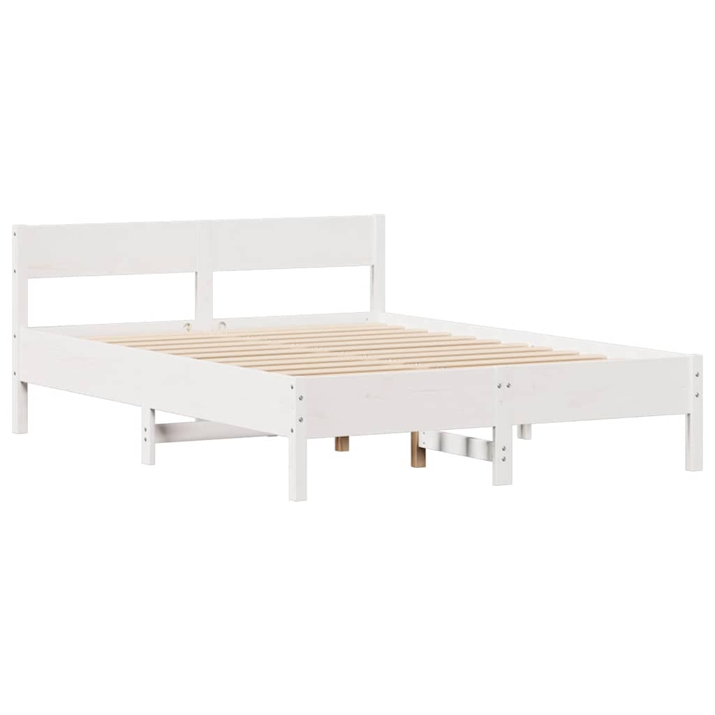 sengeramme uden madras 135x190 cm massivt fyrretræ hvid
