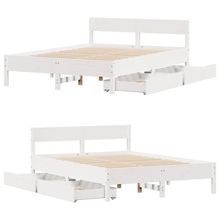 sengeramme uden madras 135x190 cm massivt fyrretræ hvid