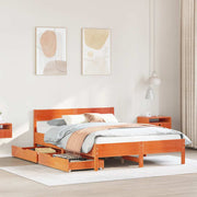 sengeramme uden madras 135x190 cm massivt fyrretræ brun